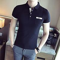 mens officecareer casual simple polo solid button down collar short sl ...