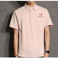 Men\'s Casual Simple Summer Polo, Solid Stand Short Sleeve Cotton