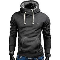 Men\'s Sport Daily Vintage Sweatshirt Solid Embroidered Hooded strenchy 100%Cotton Long Sleeve Fall Winter