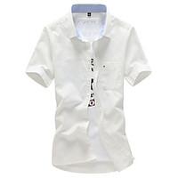 Men\'s Business Daily Casual Simple Shirt, Solid Shirt Collar Short Sleeve Cotton Blend Oxford