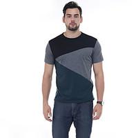 mens casual simple summer t shirt color block jewel short sleeve 100co ...