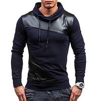 mens daily sports sweatshirt solid stand strenchy cotton cotton blend  ...