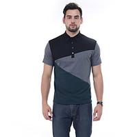 Men\'s Casual Simple Summer Polo, Patchwork Shirt Collar Short Sleeve 10% Wool 30% Rayon 60% Polyester 90% Fleece 10% mulberry silk 30D