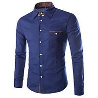 Men\'s Casual/Daily Simple Shirt, Solid Shirt Collar Short Sleeve Blue Red White Black Cotton