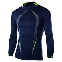 Men\'s Color Block Casual / Sport T-Shirt, Acrylic / Spandex Long Sleeve-Black / Blue / White / Gray 916312