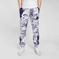 mens high rise strenchy sweatpants pants chinoiserie skinny solid