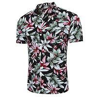 Men\'s Casual/Daily Chinoiserie Shirt, Check Classic Collar Short Sleeve Cotton