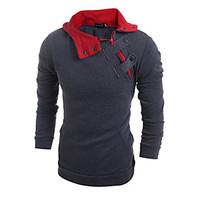 mens daily hoodie solid round neck strenchy cotton long sleeve spring  ...