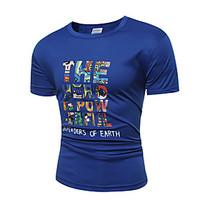 Men\'s Casual/Daily Chinoiserie T-shirt, Solid Round Neck Short Sleeve Cotton