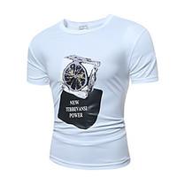 Men\'s Casual/Daily Chinoiserie T-shirt, Solid Round Neck Short Sleeve Cotton