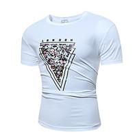 Men\'s Casual/Daily Chinoiserie T-shirt, Solid Round Neck Short Sleeve Cotton