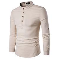 mens casualdaily chinoiserie t shirt solid round neck long sleeve cott ...