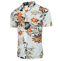 Men\'s Casual/Daily Chinoiserie Shirt, Check Classic Collar Short Sleeve Cotton