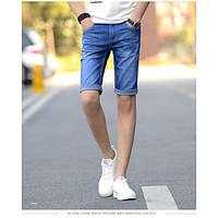 mens mid rise micro elastic jeans pants active simple slim solid