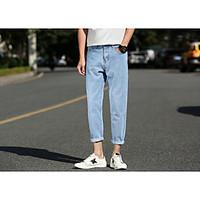 mens mid rise inelastic skinny pants simple harem solid