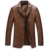 mens plus size casualdaily simple leather jackets solid long sleeve bl ...