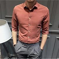 mens officecareer simple shirt solid shirt collar long sleeve cotton