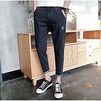 mens mid rise inelastic jeans pants simple slim solid