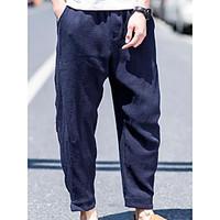 mens mid rise micro elastic chinos pants simple harem solid