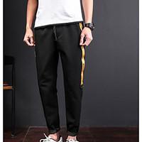 mens high waist micro elastic skinny pants simple slim solid