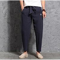 mens high waist inelastic skinny pants simple slim solid