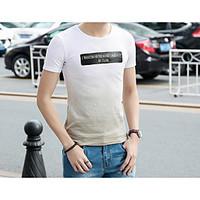 Men\'s Casual/Daily Simple Summer T-shirt, Print Letter Round Neck Short Sleeve Cotton