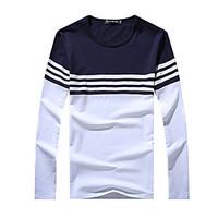 mens going out casualdaily simple t shirt solid color block round neck ...