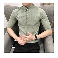 mens work street simple summer shirt solid striped button down collar  ...