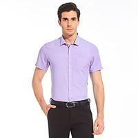 Men\'s Plus Size Casual/Daily Work Simple Summer Shirt, Solid Polka Dot Shirt Collar Short Sleeve Cotton Rayon Thin