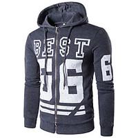 Men Casual/Daily Simple Hoodie Letter Round Neck Micro-elastic Cotton Long Sleeve Spring