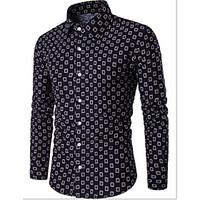 Men\'s Casual/Daily Vintage Spring Fall Shirt, Plaid/Check Shirt Collar Long Sleeve Cotton Blend Medium