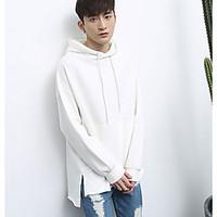 mens daily hoodie solid hooded micro elastic cotton long sleeve spring