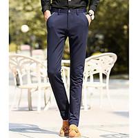 mens mid rise micro elastic chinos pants simple straight solid