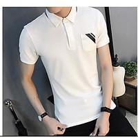 Men\'s Daily Simple Summer Polo, Solid Shirt Collar Short Sleeve Cotton Medium