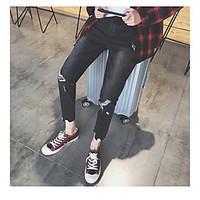 mens low rise strenchy jeans pants street chic straight mixed color so ...