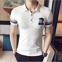 Men\'s Casual Simple Summer Polo, Solid Print Stand Short Sleeve Cotton Thin