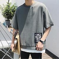 mens casual street chic summer t shirt print round neck short sleeve c ...