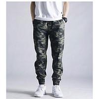 mens mid rise micro elastic chinos pants simple loose camouflage