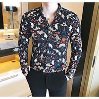 mens casualdaily simple shirt print classic collar long sleeve polyest ...