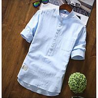 mens other casual simple shirt solid shirt collar short sleeve cotton