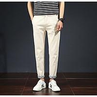 mens mid rise micro elastic skinny culotte pants simple slim solid