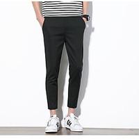 mens mid rise micro elastic chinos pants simple slim solid