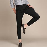 mens mid rise micro elastic chinos pants simple straight solid