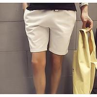 mens mid rise micro elastic shorts pants simple wide leg solid