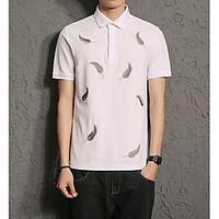 mens casual simple polo print shirt collar short sleeve cotton