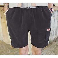 mens mid rise micro elastic shorts pants simple wide leg solid