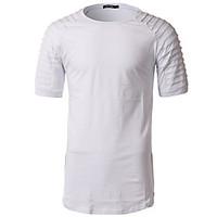 Men\'s Formal Simple T-shirt, Solid Round Neck Short Sleeve Cotton