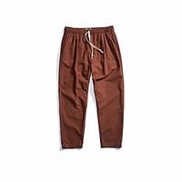 mens mid rise micro elastic chinos pants simple loose harem solid