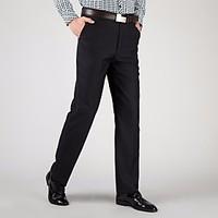 mens mid rise micro elastic business pants simple loose solid