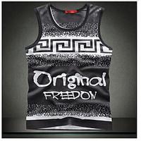 mens daily simple summer tank top print round neck sleeveless rayon me ...